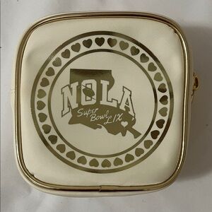Stoney Clover Lane NFL Branded Gold and Cream NOLA Super Bowl LIX Pouch
